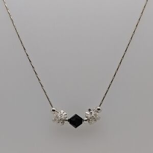 Sterling Silver Hayseed Chain with Silver & Onyx Beads